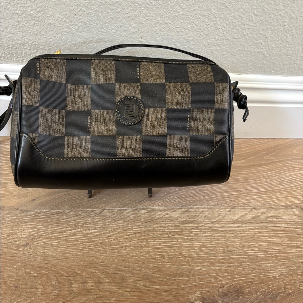 Vintage Fendi pecan checked Crossbody Bag with Brown strap. - Picture 12 of 14